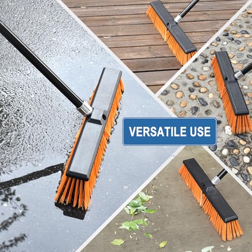 PBHEPJ 24 Inchs Push Broom Outdoor Heavy Duty, Shop Broom with 60" Long Handle for Cleaning Outdoor or Indoor Tile, Garage, Shop, Deck, Concrete, Wood, Stone, Patio Floor, 2 Pack - Image 5