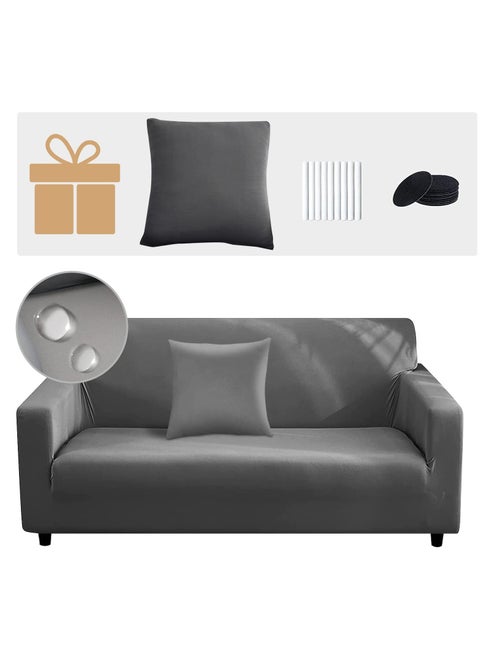 غطاء أريكة مطاطي بتصميم رائع، أغطية أريكة مطاطية عالية الجودة تتسع لـ 1 و2 و3 و4 مقاعد، غطاء غير قابل للانزلاق لحماية الأثاث (رمادي، مقعدين)