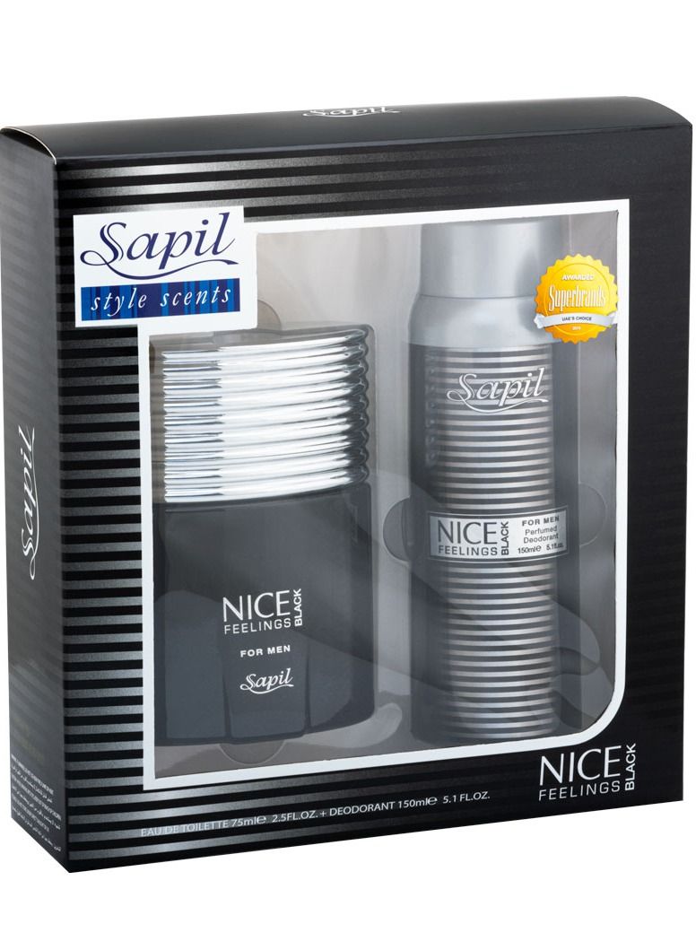 sapil Gpac Nice Feelings Black  75 ml EDT+150ml Perfume Spray - Image 1