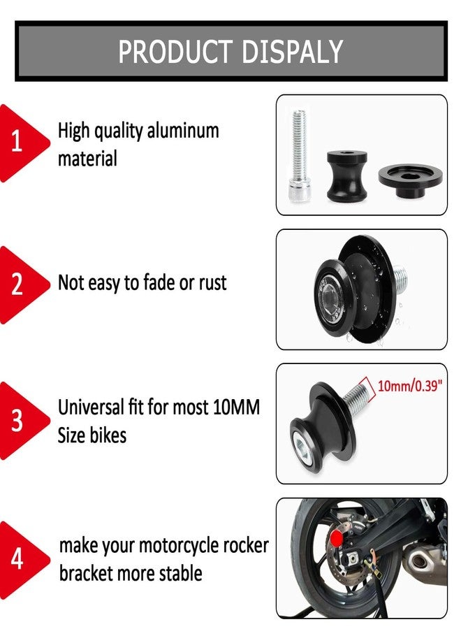 psler 10MM M10 X1.25 Motorcycle Swing arm Sliders Spools CNC Swing Arm Stand Screw for Z750 /Z750S/ Z750R /ER-6F /ER-6N (Black) - Image 4