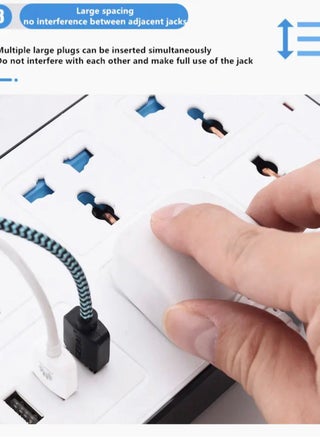 :Budget 5M Extension Cord Power Strip with 6 AC Outlets and 3 USB Ports, Affordable 2000W Smart Power Strip for Home and Office - view 4