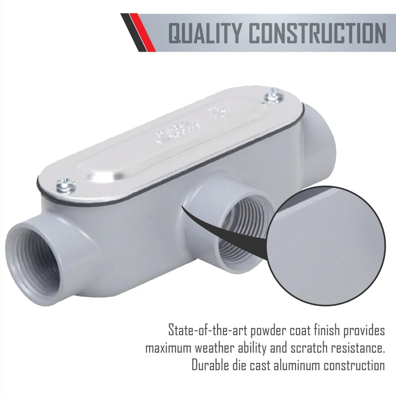 Taymac Rlt125 هيكل قناة من النوع T ملولب من الألومنيوم المصبوب غطاء فولاذي مختوم 1 4 بوصة رمادي - Image 2