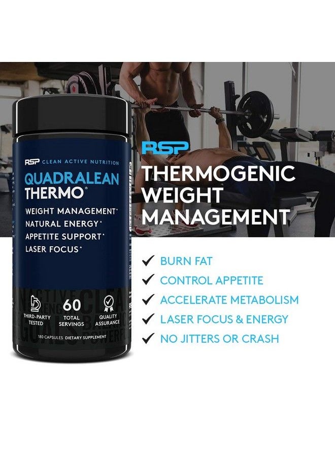 RSP Nutrition - Quadralean Thermogenic Fat Burner For Men  Women Weight Loss Supplement Crashfree Energy Metabolism Booster  Appetite Suppressant Diet Pills 60 Serv Packaging May Vary - Image 1