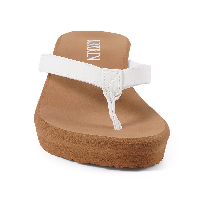 UBXRIN Women's Wedge Flip Flops Comfortable Platform Thong Sandals,Beach Pool Casual Summer Slip-On Shoes 2 inch White US8 - Image 2