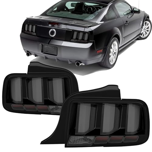 corkiauto Smoke Lens LED Tail Lights Assembly Compatible with 2005 2006 2007 2008 2009 Ford Mustang Rear Brake Lamp Taillights Pair - Image 1