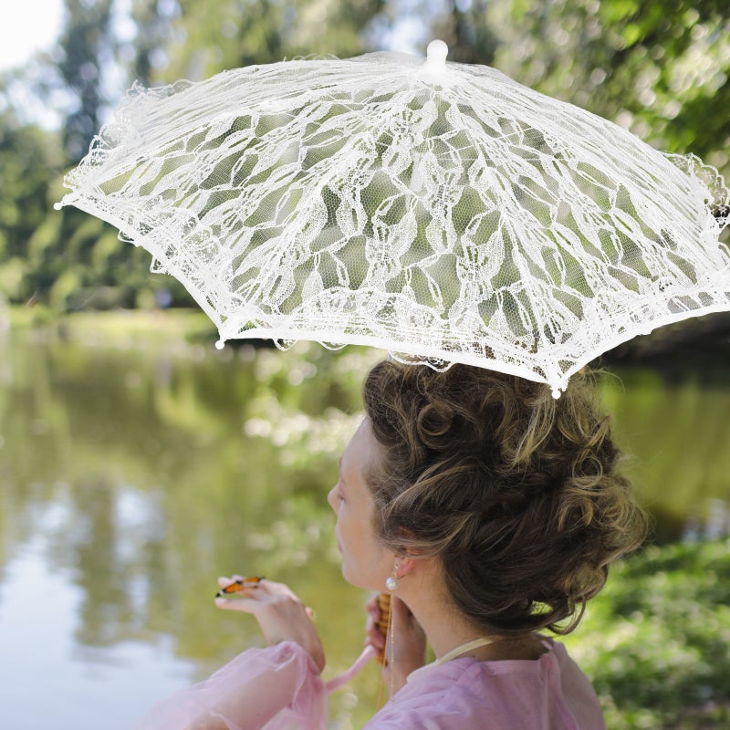 Lace Parasol Prop Wedding Lace Umbrella Photo Prop Lace Umbrella Craft Elegant Lace Umbrella - Image 3