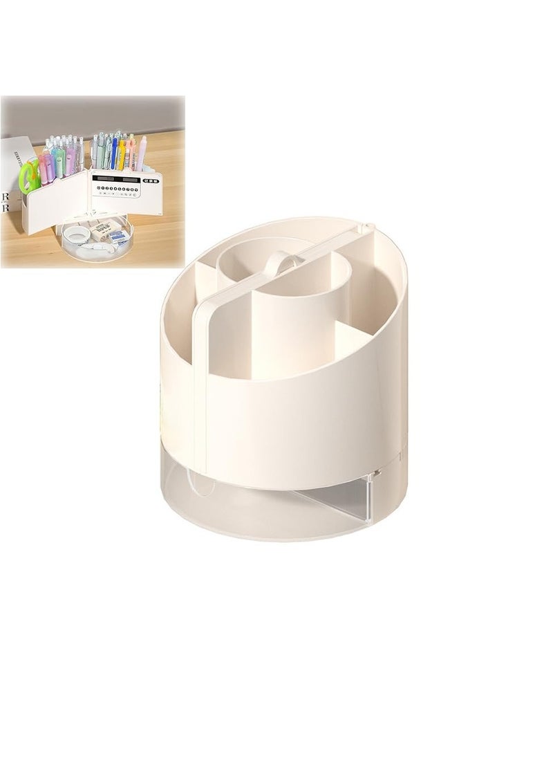 Generic Pencil Holder with Calculator, Whiteboard, Mirror, Schedule, 6 Slots Pencil Organizer for Desk, Desk Pencil Caddy for Home, Office, School, Desk Pencil Pen Holder, Stationery Supplies  - Image 1