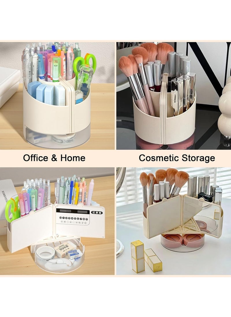 Generic Pencil Holder with Calculator, Whiteboard, Mirror, Schedule, 6 Slots Pencil Organizer for Desk, Desk Pencil Caddy for Home, Office, School, Desk Pencil Pen Holder, Stationery Supplies  - Image 5