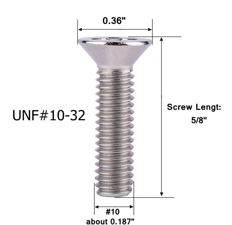 VAMUOEFL #10-32 x 5/8" Phillips Flat Head Machine Screws, Stainless Steel 304 (18-8), UNF Thread, Countersunk Head Machine Screws, 40Pcs - Image 2