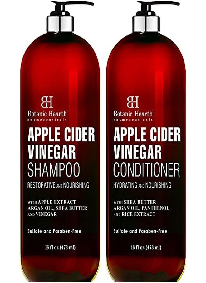 Botanic Hearth Apple Cider Vinegar Shampoo And Conditioner Set Helps Dry Itchy Scalp Dandruff Frizz And Hair Loss Color Safe Sulfate Free Shampoo All Hair Types Men And Women 16 Fl Oz Each  - Image 1