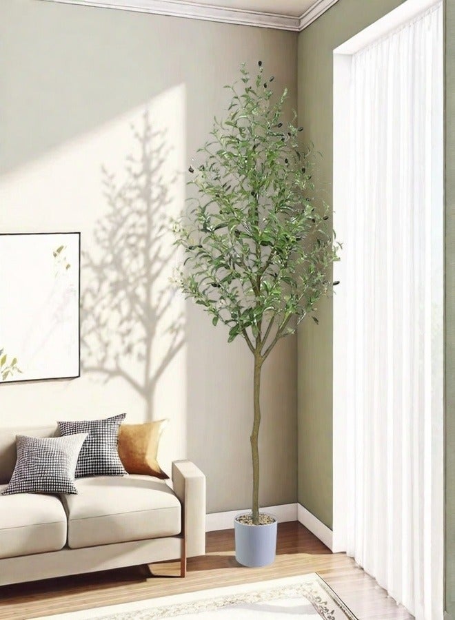 أف بي سي شجرة زيتون اصطناعية طويل القامة شجرة حرير زيتون بوعاء وهمية مع زارع كبير فروع الزيتون فو والفواكه شجرة اصطناعية للمكتب المنزلي الحديث غرفة المعيشة ديكور الكلمة في الأماكن المغلقة - Image 4