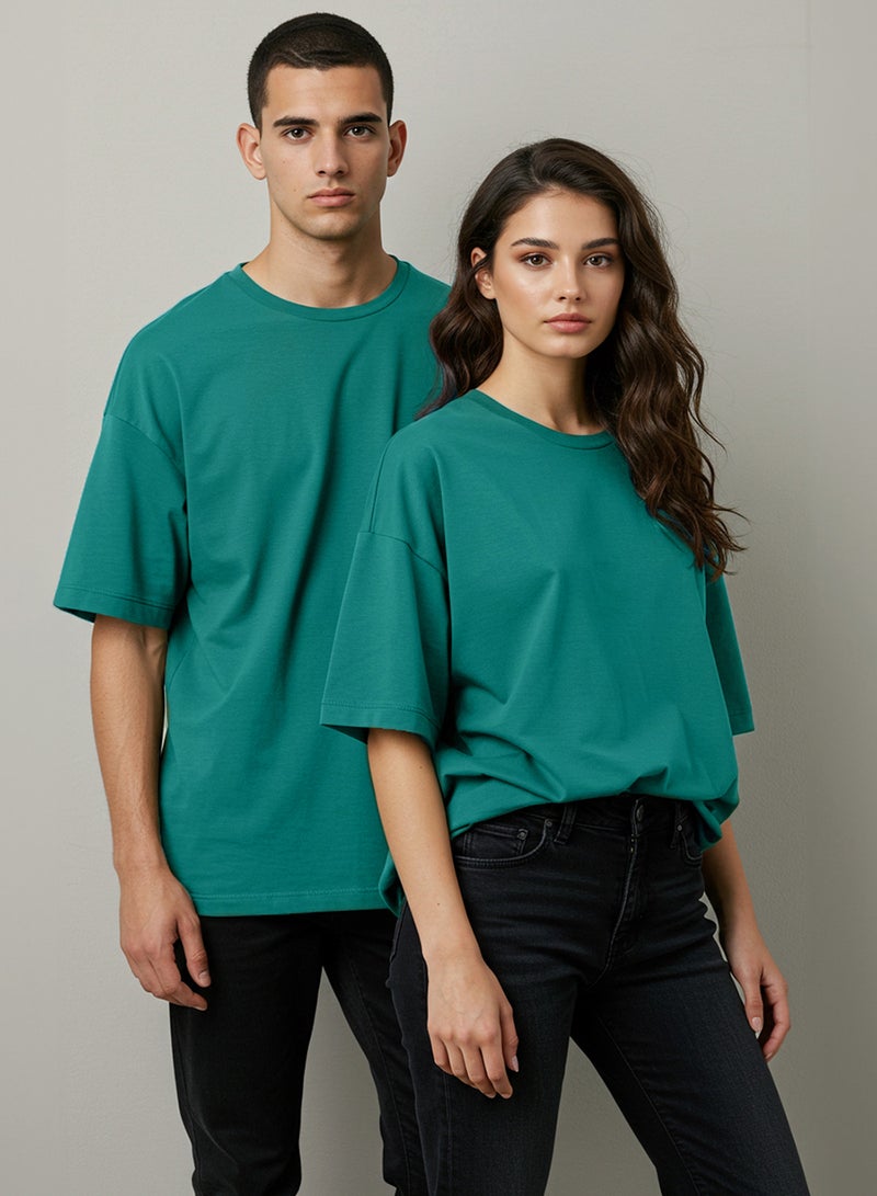 trendyol Emerald Green Oversize Tok Fabric T-Shirt - 100% Cotton Tmnss22Ts0318 - Image 3