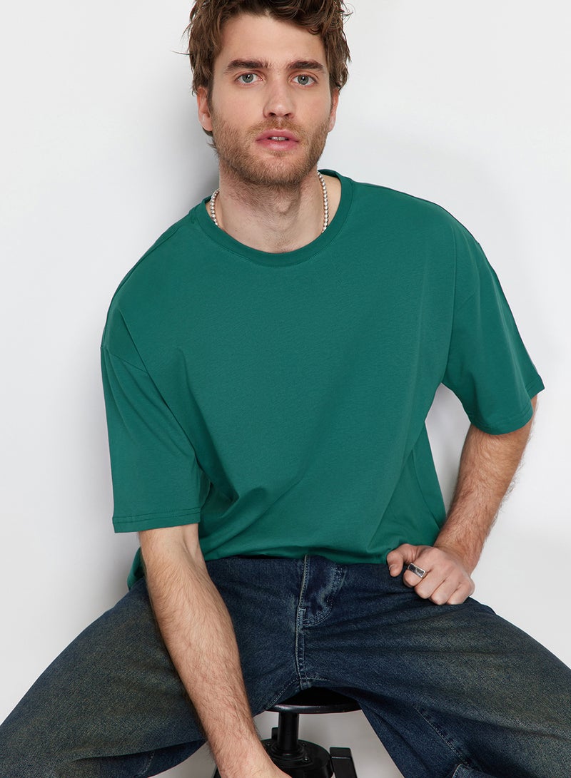 trendyol Emerald Green Oversize Tok Fabric T-Shirt - 100% Cotton Tmnss22Ts0318 - Image 5