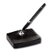 Dacasso Black Leather Single Pen Stand with Silver Accents - Image 2