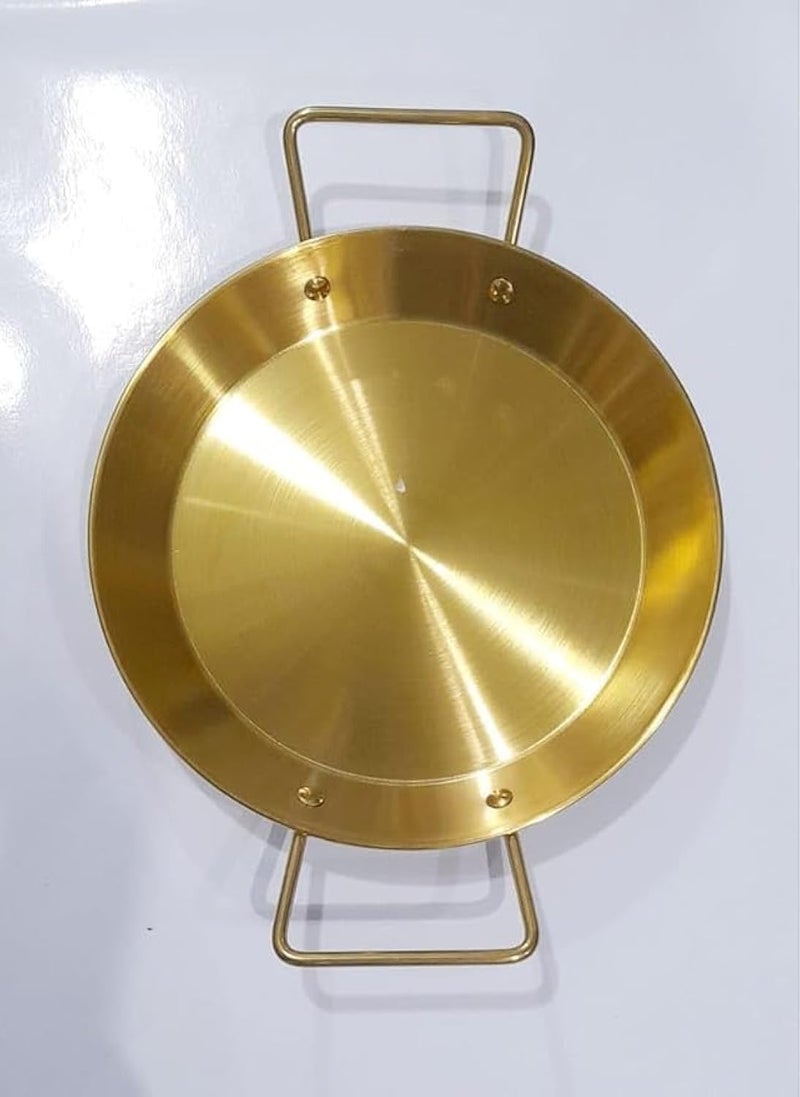 Stainless steel frying pan for cooking Spanish seafood, non-stick lobster cooking pot, and storage and serving bowl. 24cm gold kitchen utensils.