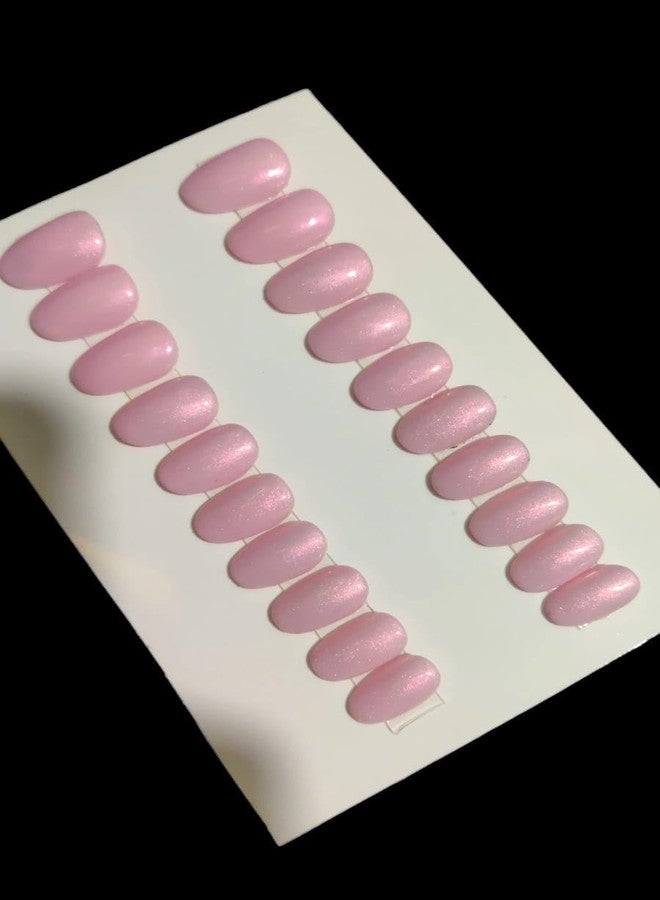 Sparkling Nailon Acrylic Light Pink Holographic Press On Nails | 14 pcs Stiletto Shape Designer Artificial Nails | Reusable Fake Nails with Nail Glue Application Kit | Easy Apply Temporary Nail - Image 4