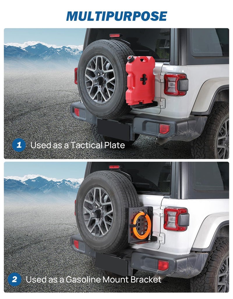 JOYTUTUS Gas Can Mount Bracket Step Foot Pedal Compatible with Wrangler JL 2018-2025, Wrangler Molle Cargo Storage Bracket Fits Standard Gasoline Locking Pack Mount - Image 2