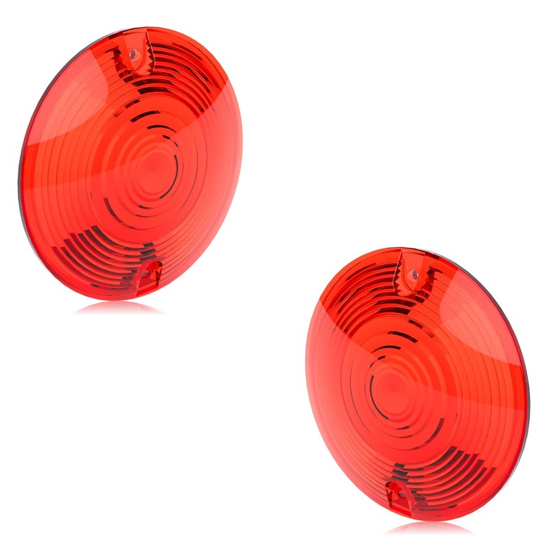 NTHREEAUTO 3 14 Inch Turn Signal Lens Covers Flat Lenses Front Compatible with Harley Touring Electra Glide Road King Softail Red