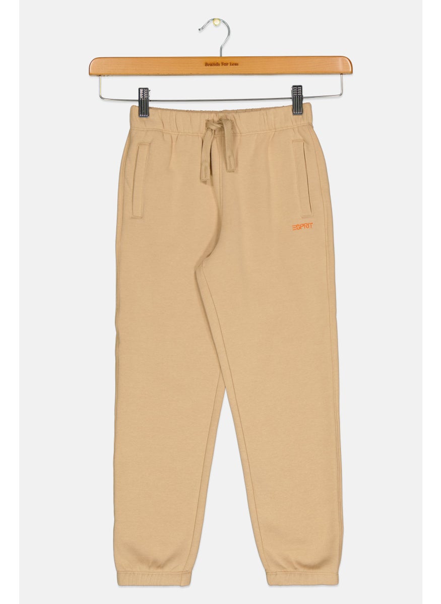 ESPRIT Kids Girl Embroidered Logo Sweatpants, Tan  - Image 1
