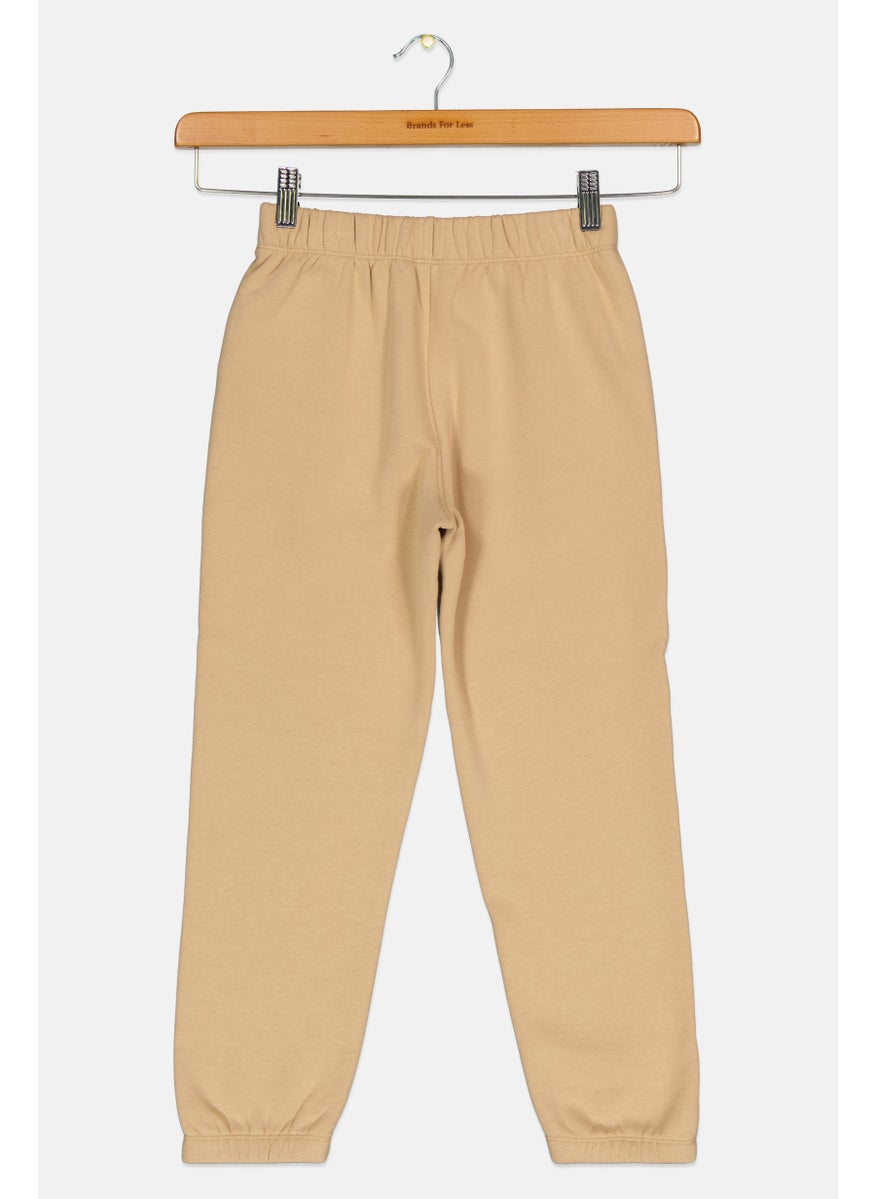ESPRIT Kids Girl Embroidered Logo Sweatpants, Tan  - Image 2