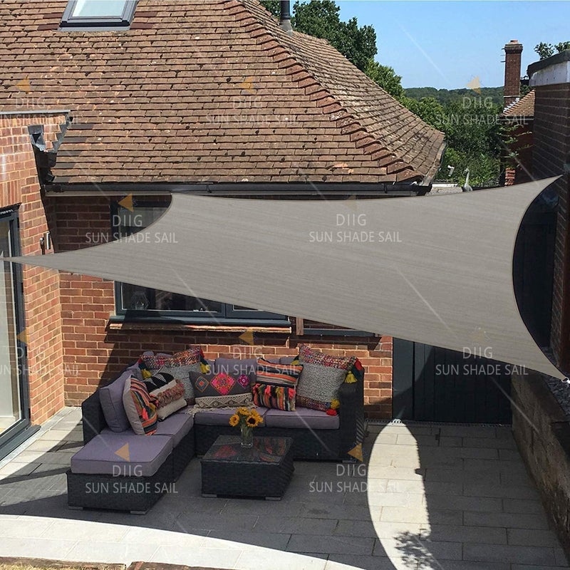DIIG Patio Sun Shade Sail Canopy, 6' x 8' Rectangle Shade Cloth Block Sunshade Fabric - Outdoor Cover Awning Shelter for Pergola Backyard Garden Yard (Grey Color) - Image 1