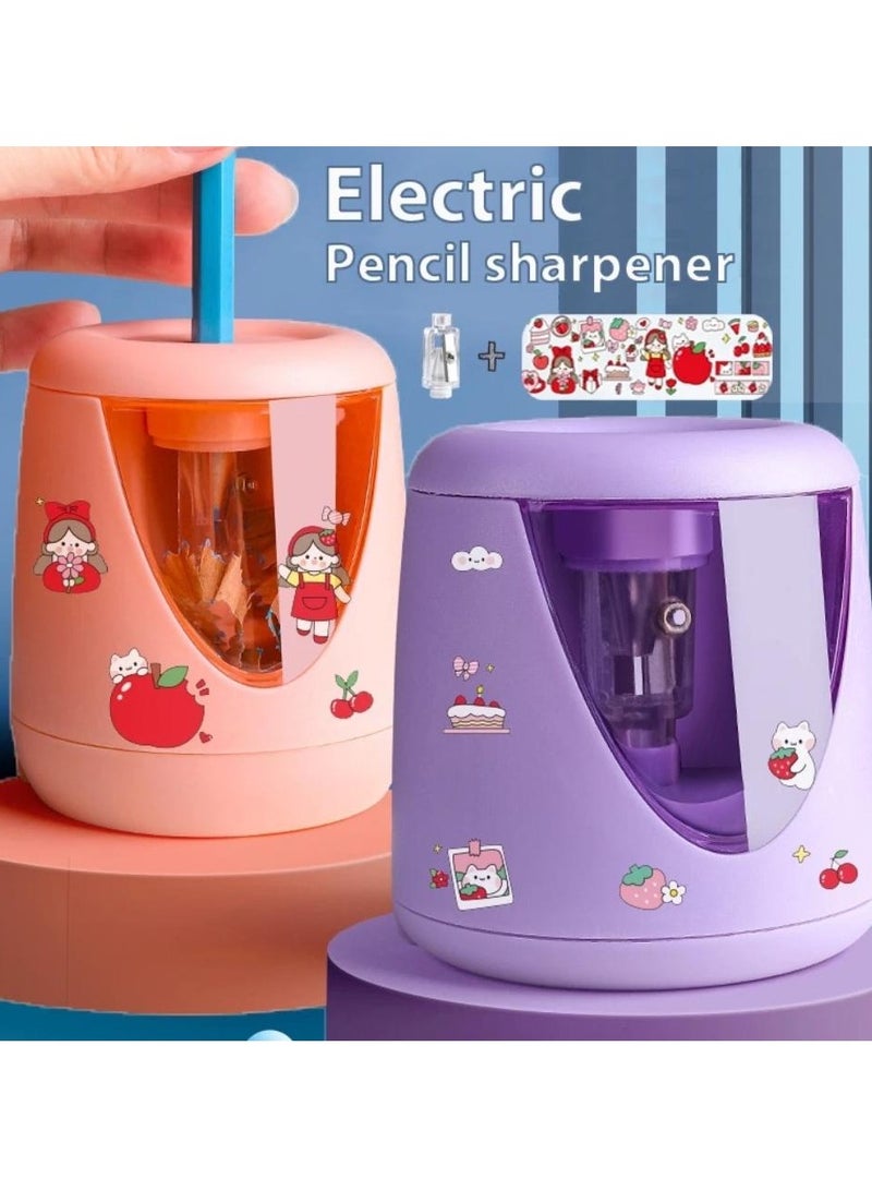 Electric Automatic Pencil Sharpener - Fast 3-Second Sharpening with Powerful, Easy-to-Use Design; Suitable for Various Pencil Types, Large Shavings Container, Compact for School, Office, and Home Use - Image 1