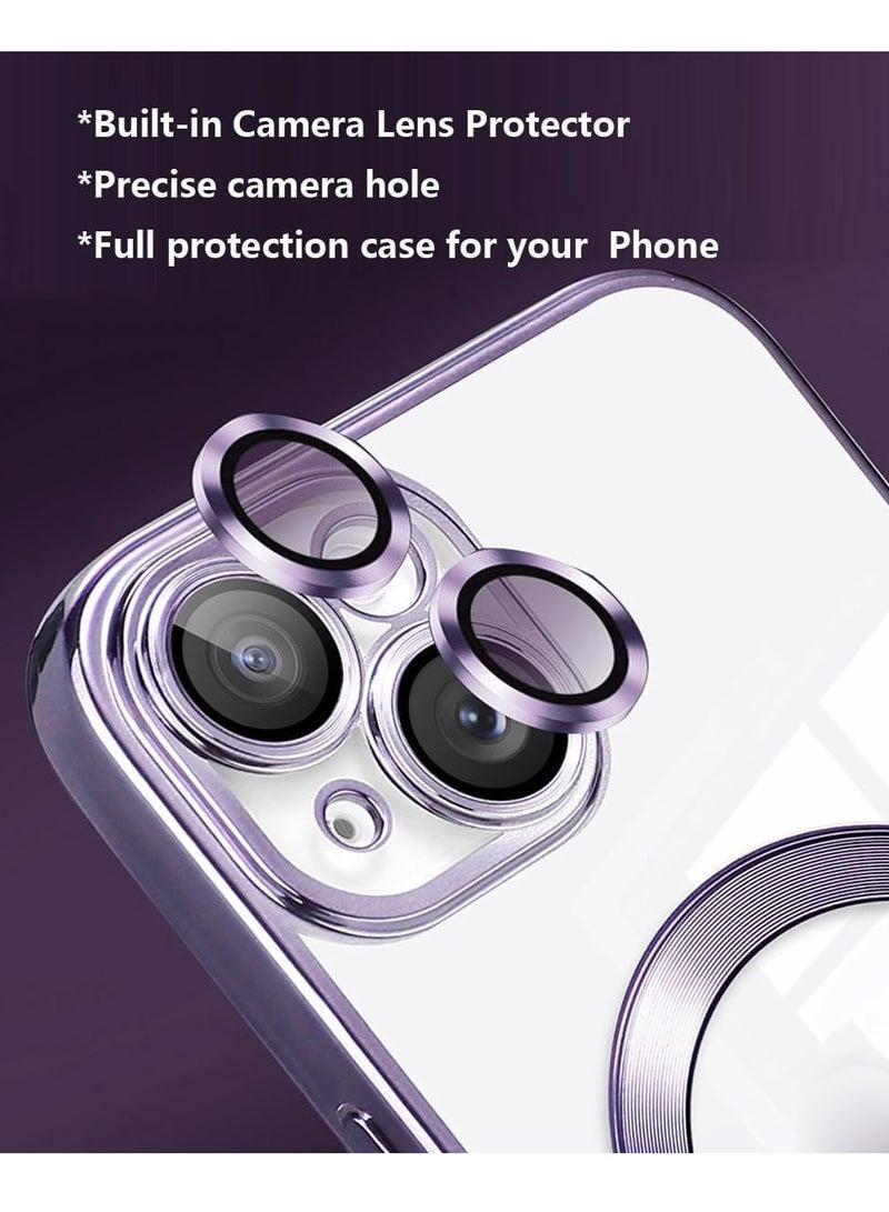 MIGOFAST iPhone 13 Magnetic Case for Case [Compatible with MagSafe] Camera Lens Protector Plating Luxury Cover for Women Men Clear Soft TPU Shockproof Protective Purple - Image 3