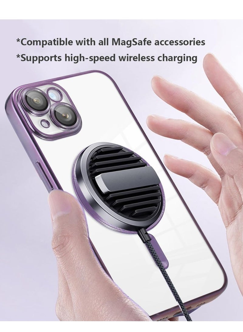 MIGOFAST iPhone 13 Magnetic Case for Case [Compatible with MagSafe] Camera Lens Protector Plating Luxury Cover for Women Men Clear Soft TPU Shockproof Protective Purple - Image 4