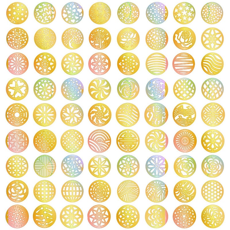 Gugzy 288 Pieces 72 Designs Gold Nail Vinyls Nail Stencil Sticker Sheets Set For Circular Hollow Nail Art Design 24 Sheets Gold Circular Hollow - Image 1
