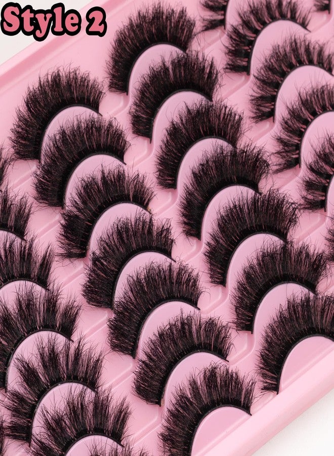 LEAFMOON Wispy Mink Lashes Fluffy False Eyelashes 21 Pairs 3 Style 8D Volume Lashes 14-18mm Mixed Cat Eye Strip Lashes Dramatic Soft Eyelash Strips Lashes Pack Faux Mink Lashes - Image 4
