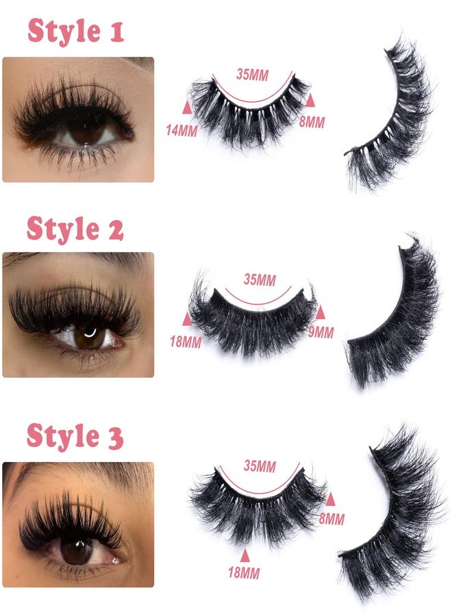 LEAFMOON Wispy Mink Lashes Fluffy False Eyelashes 21 Pairs 3 Style 8D Volume Lashes 14-18mm Mixed Cat Eye Strip Lashes Dramatic Soft Eyelash Strips Lashes Pack Faux Mink Lashes - Image 2