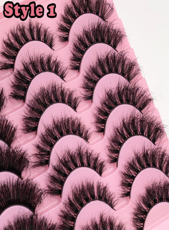 LEAFMOON Wispy Mink Lashes Fluffy False Eyelashes 21 Pairs 3 Style 8D Volume Lashes 14-18mm Mixed Cat Eye Strip Lashes Dramatic Soft Eyelash Strips Lashes Pack Faux Mink Lashes - Image 3