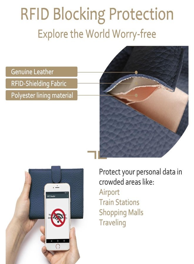 LnxLtw RFID Leather Passport Holder for Travel Women & Men – Slim Passport Wallet for Womens with Card Slots, Zippered Coins Pocket and Cash Holder Mother's Day Gift (Sapphire Blue) - Image 4