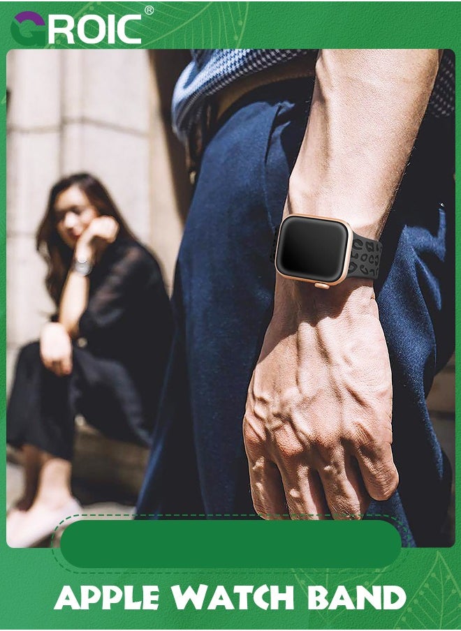 GROIC - Sport Leopard Engraved Bands Compatible with Apple Watch Band 41mm 40mm 38mm Women, Silicone Luxury Cheetah Strap for iWatch Bands Series 10 Series 9 - Image 1