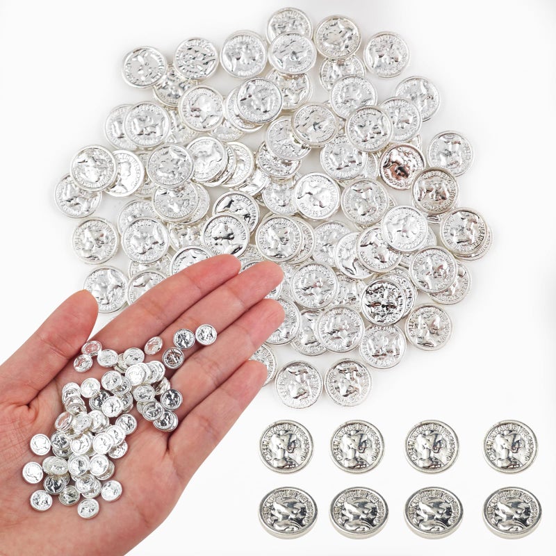 HOMICO 100 Pieces Miniature Coins for Crafts Dollhouse Tiny Fake Silver Coins for Dollhouse Fairy Garden Micro Landscaping - Image 3