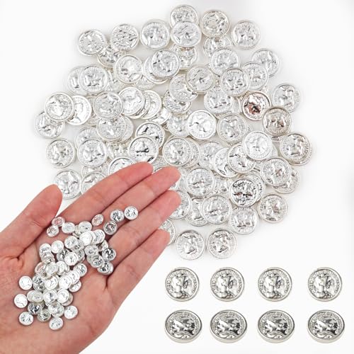 HOMICO 100 Pieces Miniature Coins for Crafts Dollhouse Tiny Fake Silver Coins for Dollhouse Fairy Garden Micro Landscaping - Image 1