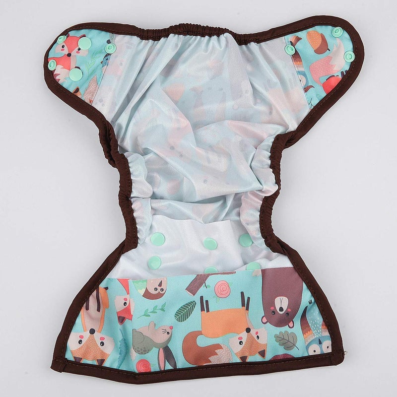 Hibaby غطاء حفاضات قماش بحجم واحد مع أزرار مزدوجة (حيوانات) - Image 3