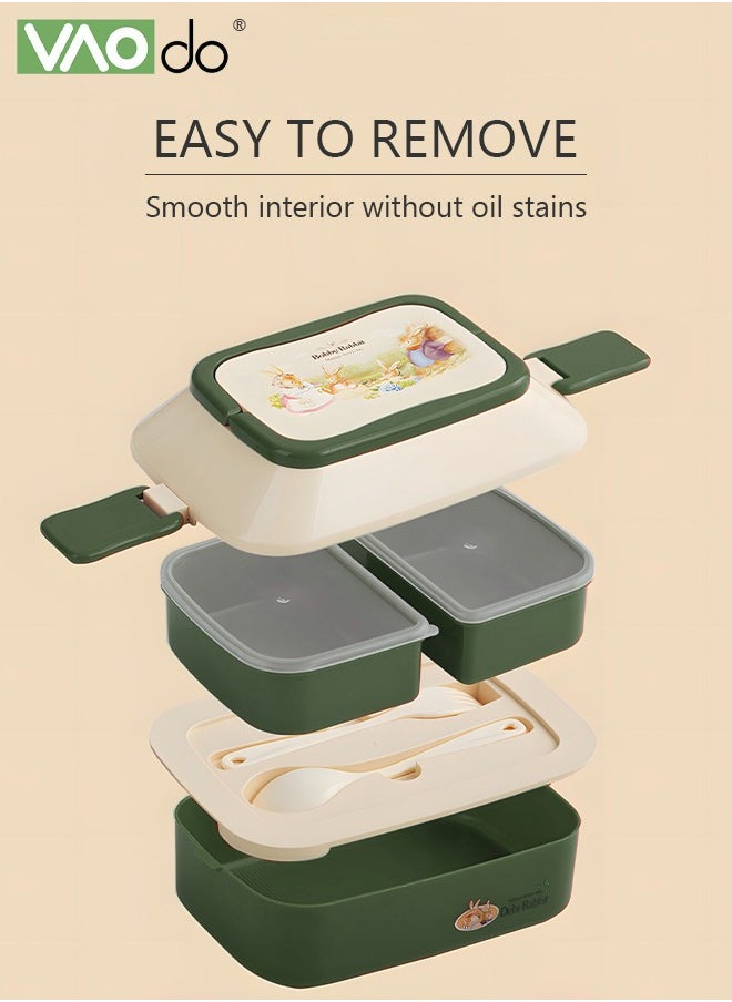 VAOdo - Double Layer Lunch Box Detachable Large Capacity Microwaveable Lunch Box With Cutlery And Lunch Bag - Image 1