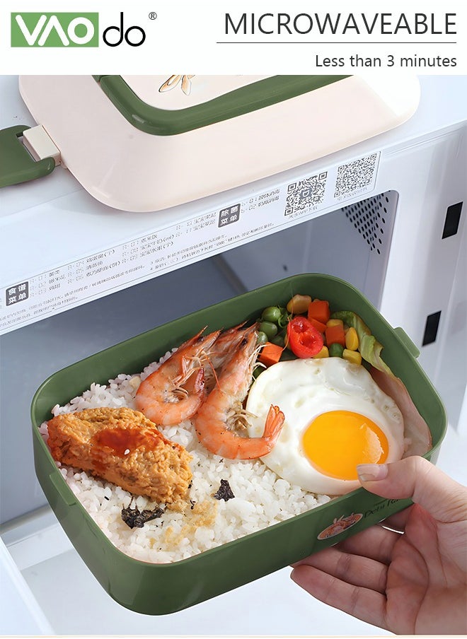 VAOdo - Double Layer Lunch Box Detachable Large Capacity Microwaveable Lunch Box With Cutlery And Lunch Bag - Image 1