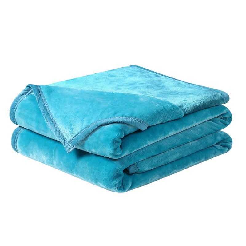 EASELAND Soft Queen Size Blanket Warm Fuzzy Microplush Lightweight Thermal Fleece Blankets for Couch Bed Sofa 90x90 Inch  Turquoise - Image 2