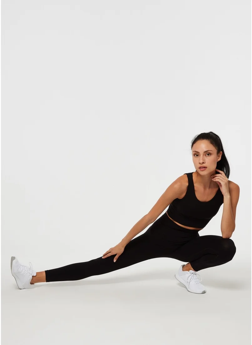 Jerf Luz Belt Rip Detailed High Waist, Firming Leggings Black