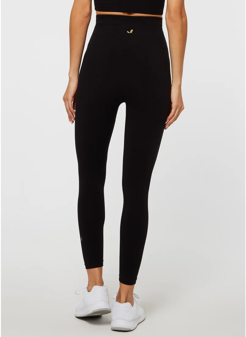 Jerf Luz Belt Rip Detailed High Waist, Firming Leggings Black