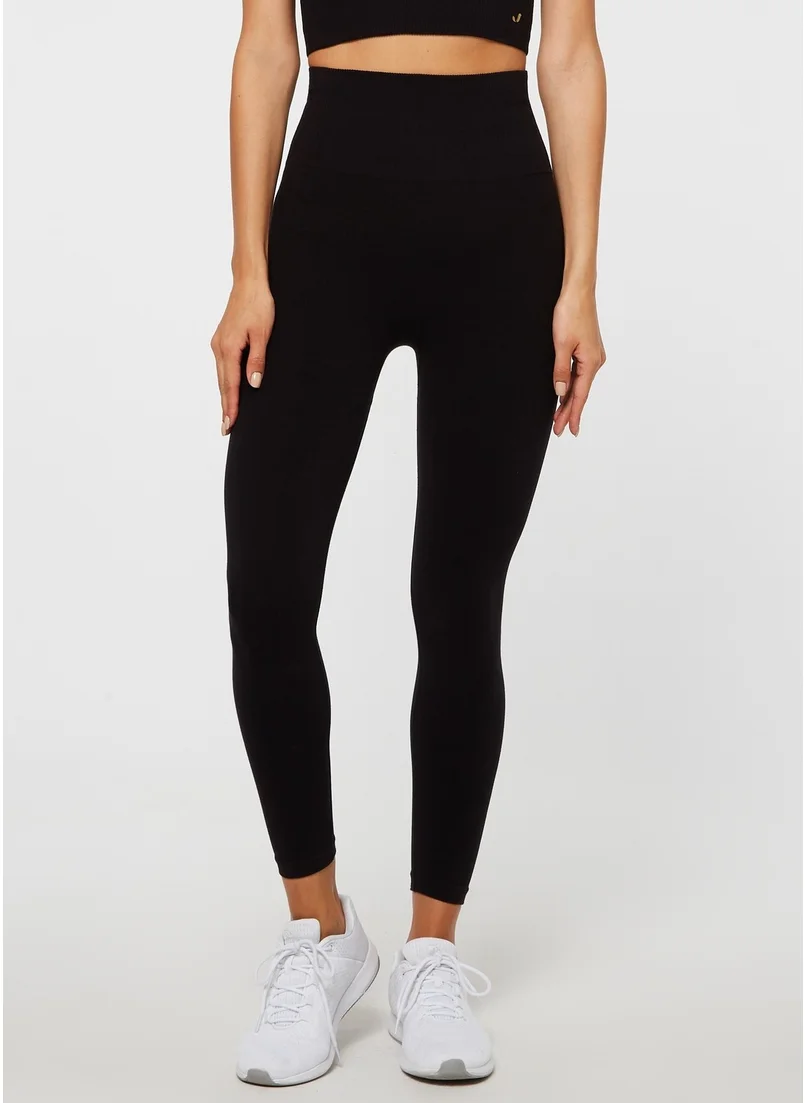 Jerf Luz Belt Rip Detailed High Waist, Firming Leggings Black