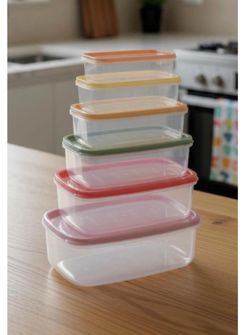 Bee home Rectangular Food Container Transparent Storage Container Set of 6-Piece -300, 500,800,1200,1900& 2900ml - Image 1