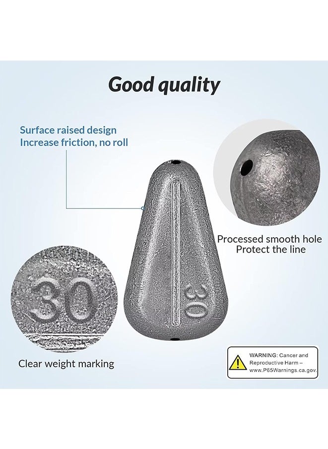 Generic - 5-Piece Fishing Weights Sinkers No Roll Sinkers Lead Weights No Snag Flat Inline Sinkers for Catfishing Rigs( 2.8oz(80g))-hollow - Image 1