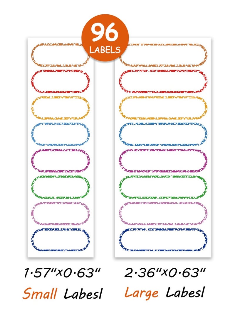 96 PCS Waterproof Bottle Labels Write On Kids Name Labels Self Laminating Self Adhesive Stickers for Daycare School Assorted Sizes And Colors - Image 2
