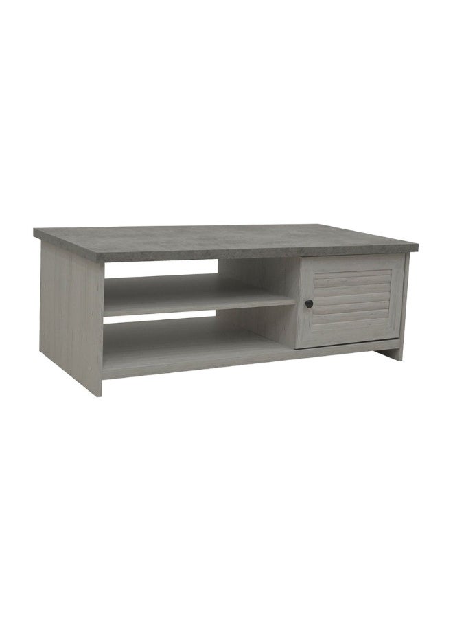 DANUBE HOME Zenith Coffee Table With 1 Door Modern Living Room Table Stylish Storage Coffee Table Durable Design Elegant Home DÃ©cor With Functional Storage - White Oak And Cement  - Image 4