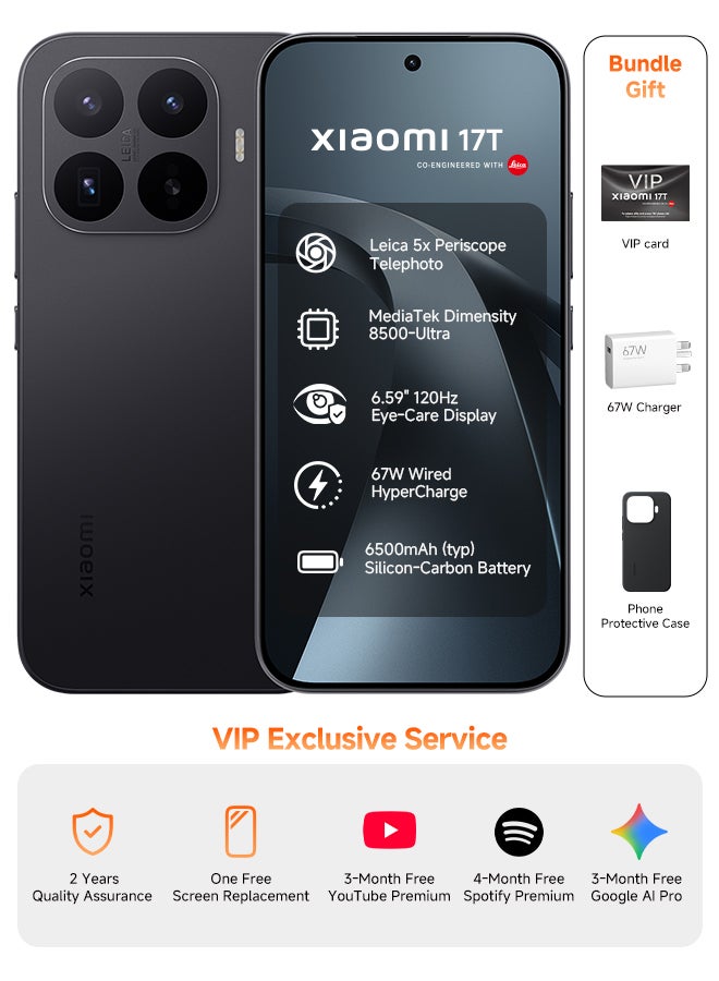 Xiaomi 17T Dual SIM 5G Black 12GB RAM 256GB - Global Version - Image 1