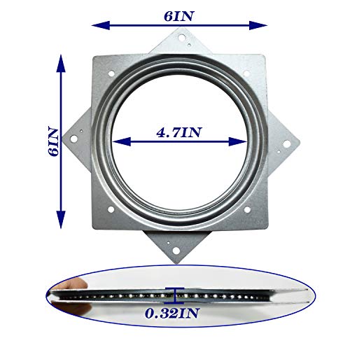 Evadow 6Inch Lazy Susan Hardware, 6Pack Square Rotating Bearing Plate, 500lbs Capacity Lazy Susan Turntable Bearing for for Serving Trays, Kitchen Storage Racks, Craft Table, Zinc Plated Steel Swivel Plate - Image 2