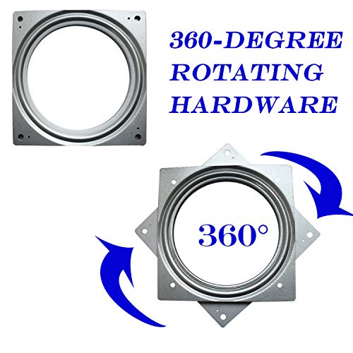Evadow 6Inch Lazy Susan Hardware, 6Pack Square Rotating Bearing Plate, 500lbs Capacity Lazy Susan Turntable Bearing for for Serving Trays, Kitchen Storage Racks, Craft Table, Zinc Plated Steel Swivel Plate - Image 3
